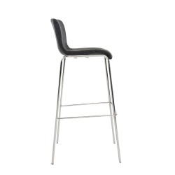 Juego de 2 taburetes de bar Hoover en tela con 4 patas y estructura cromada gris oscuro