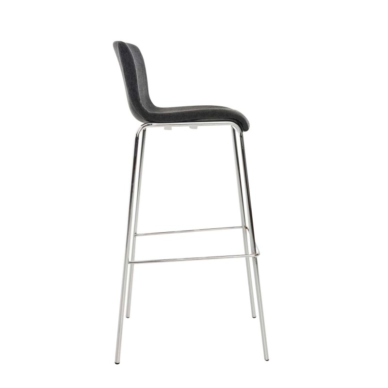 Juego de 2 taburetes de bar Hoover en tela con 4 patas y estructura cromada gris oscuro