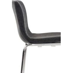 Juego de 2 taburetes de bar Hoover en tela con 4 patas y estructura cromada gris oscuro