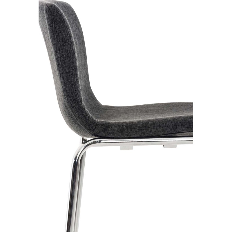 Juego de 2 taburetes de bar Hoover en tela con 4 patas y estructura cromada gris oscuro