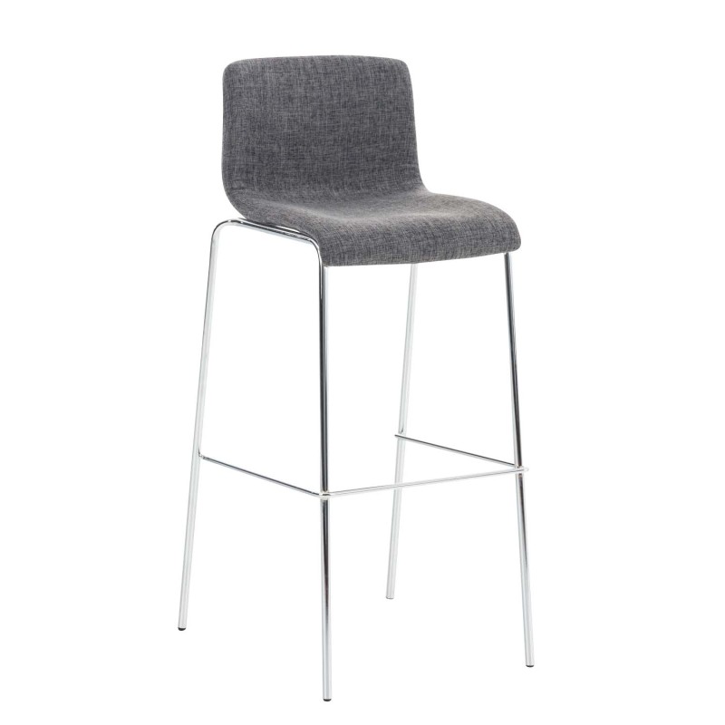 Juego de 2 taburetes de bar Hoover con estructura de tela y 4 patas cromadas en gris claro