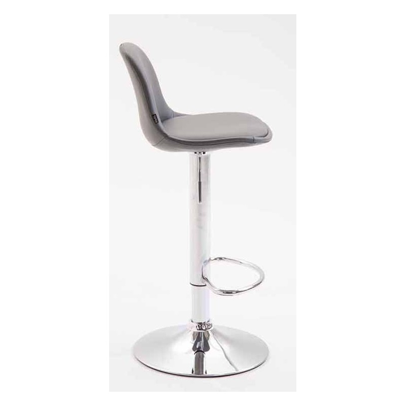 Juego de 2 taburetes de bar Kiel totalmente tapizados en piel sintética gris cromo