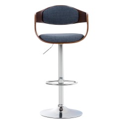 Taburete de bar Kingston C de tela nogal/azul