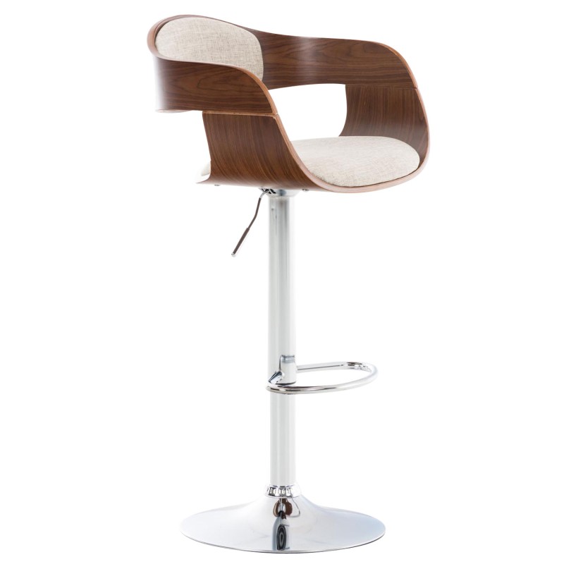 Taburete de bar Kingston C de tela nogal/crema