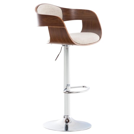Taburete de bar Kingston C de tela nogal/crema