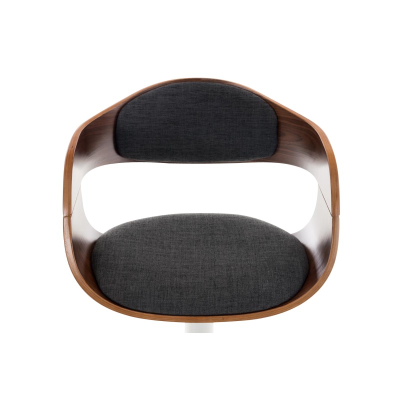 Taburete de bar Kingston C en nogal/tela gris oscuro