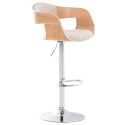 Taburete de bar Kingston C en tela natural/crema