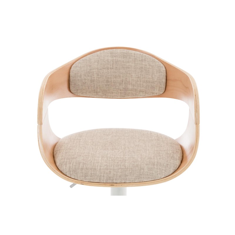 Taburete de bar Kingston C en tela natural/crema