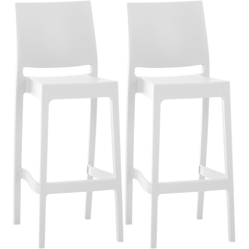Juego de 2 taburetes de bar Maya blancos