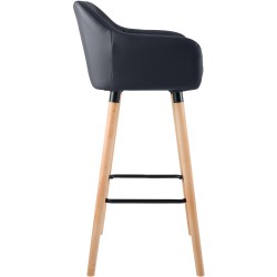 Juego de 2 taburetes de bar Grant en piel sintética negra