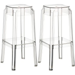 Juego de 2 taburetes de bar Fox transparentes