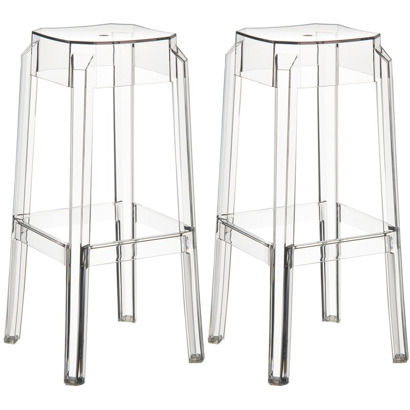 Juego de 2 taburetes de bar Fox transparentes