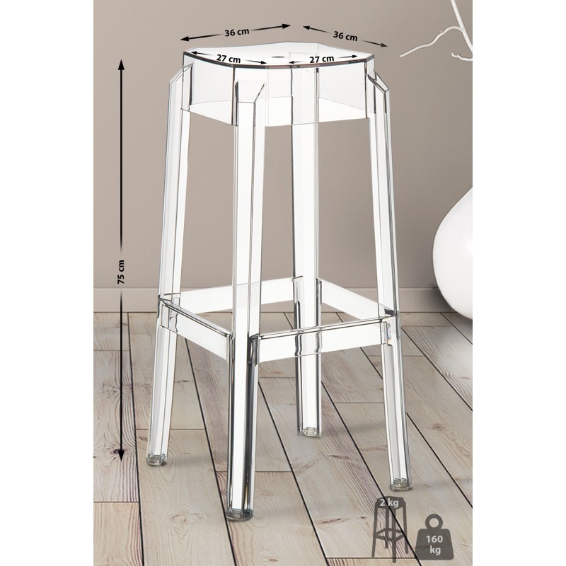 Juego de 2 taburetes de bar Fox transparentes