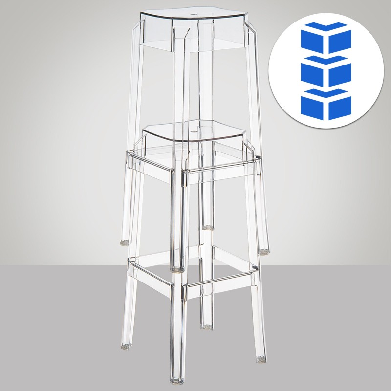 Juego de 2 taburetes de bar Fox transparentes