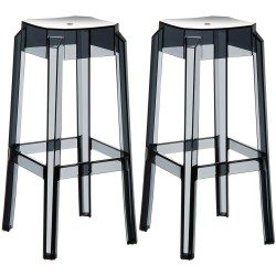 Juego de 2 taburetes de bar Fox, negro transparente