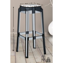 Juego de 2 taburetes de bar Fox, negro transparente