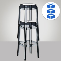 Juego de 2 taburetes de bar Fox, negro transparente