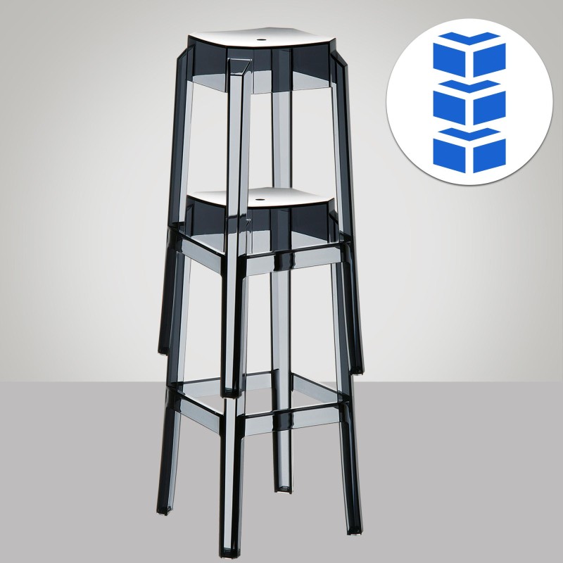 Juego de 2 taburetes de bar Fox, negro transparente