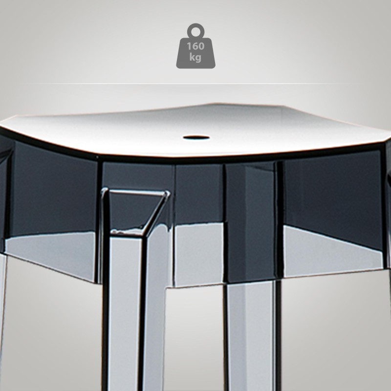 Juego de 2 taburetes de bar Fox, negro transparente