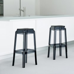 Juego de 2 taburetes de bar Fox, negro transparente
