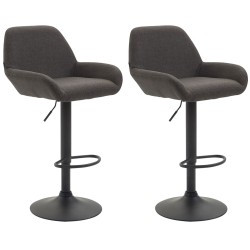 Juego de 2 taburetes de bar Braga en tejido negro y gris oscuro