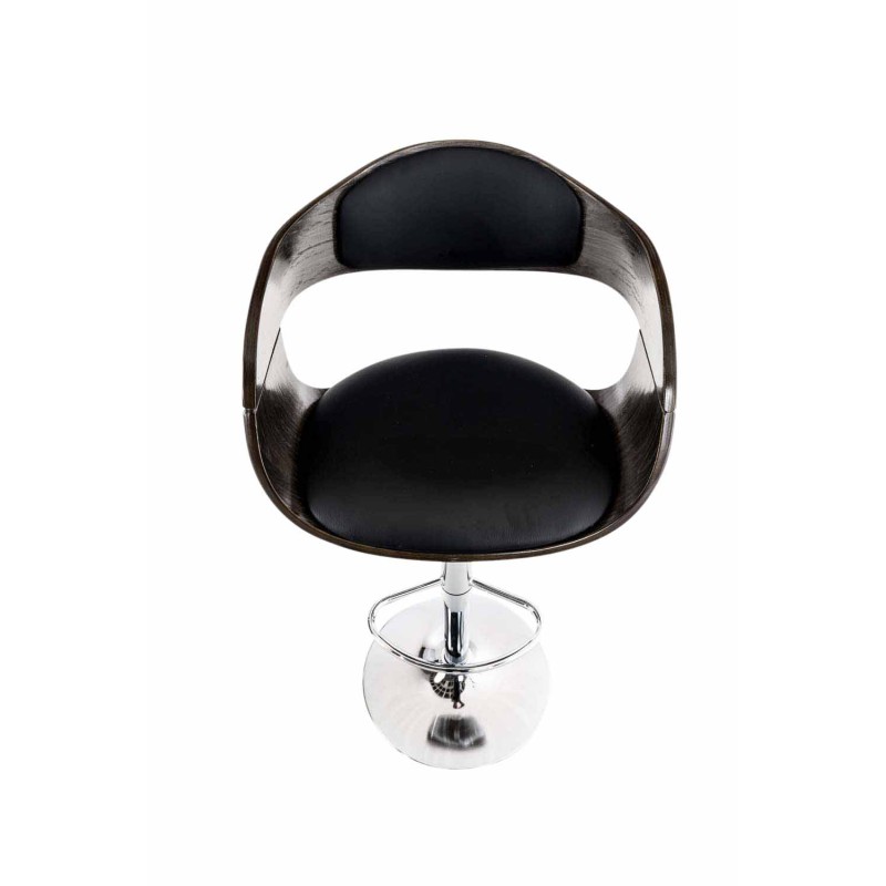 Juego de 2 taburetes de bar Kingston C en piel sintética negra/gris