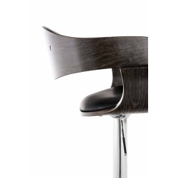 Juego de 2 taburetes de bar Kingston C en piel sintética negra/gris