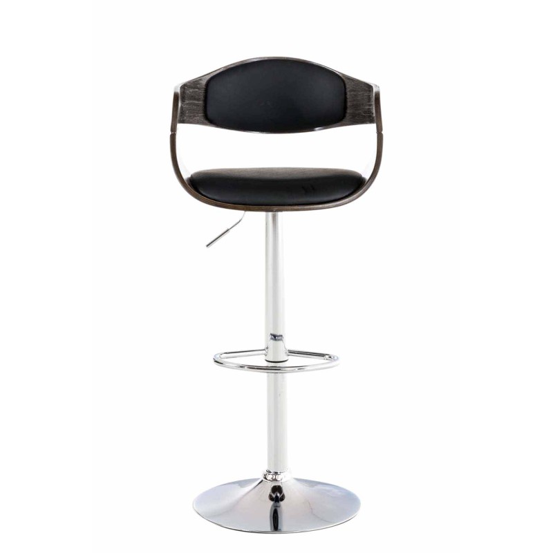 Juego de 2 taburetes de bar Kingston C en piel sintética negra/gris