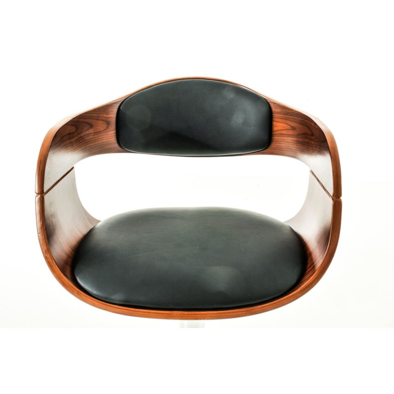 Taburetes de bar Kingston C, piel sintética, nogal/negro, juego de 2