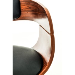 Taburetes de bar Kingston C, piel sintética, nogal/negro, juego de 2