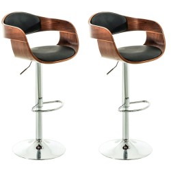 Taburetes de bar Kingston C, piel sintética, nogal/negro, juego de 2