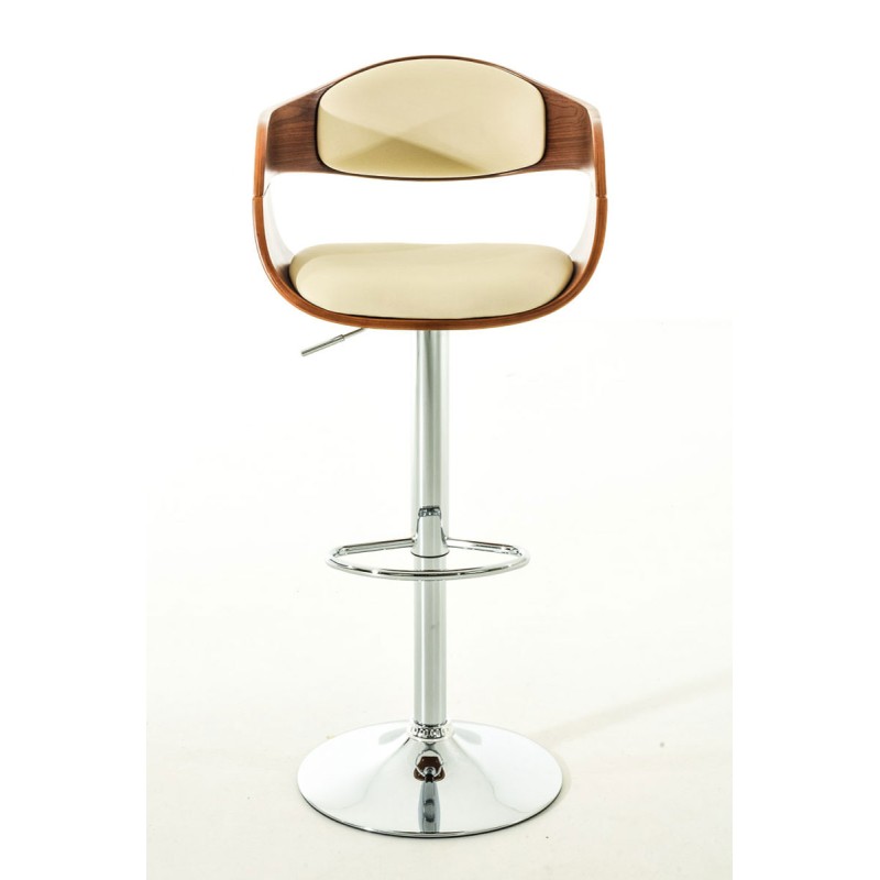 Juego de 2 taburetes de bar Kingston C en piel sintética color nogal/crema