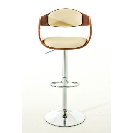 Juego de 2 taburetes de bar Kingston C en piel sintética color nogal/crema