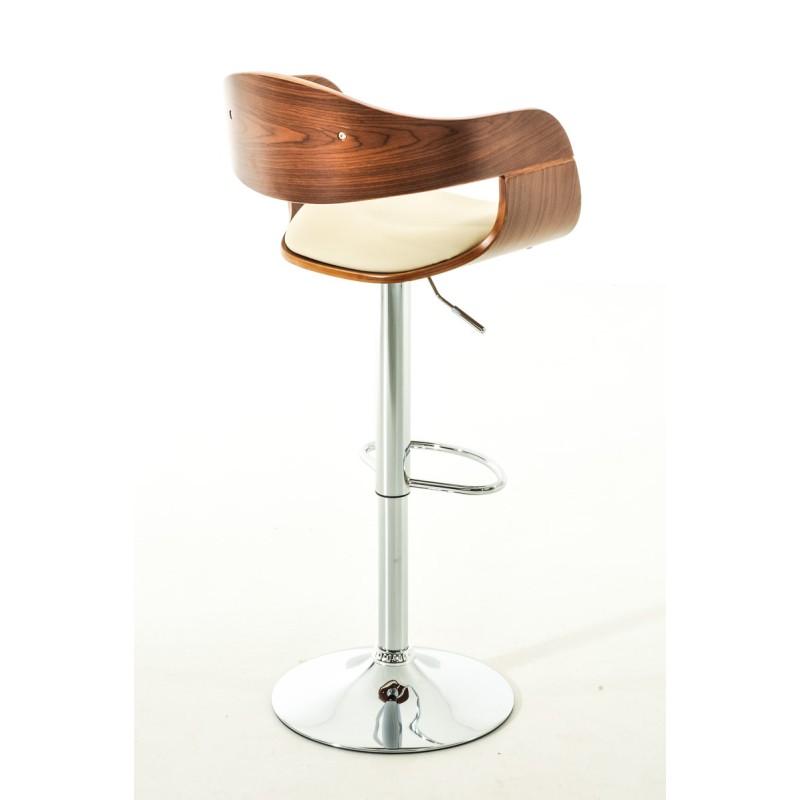 Juego de 2 taburetes de bar Kingston C en piel sintética color nogal/crema