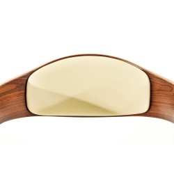 Juego de 2 taburetes de bar Kingston C en piel sintética color nogal/crema