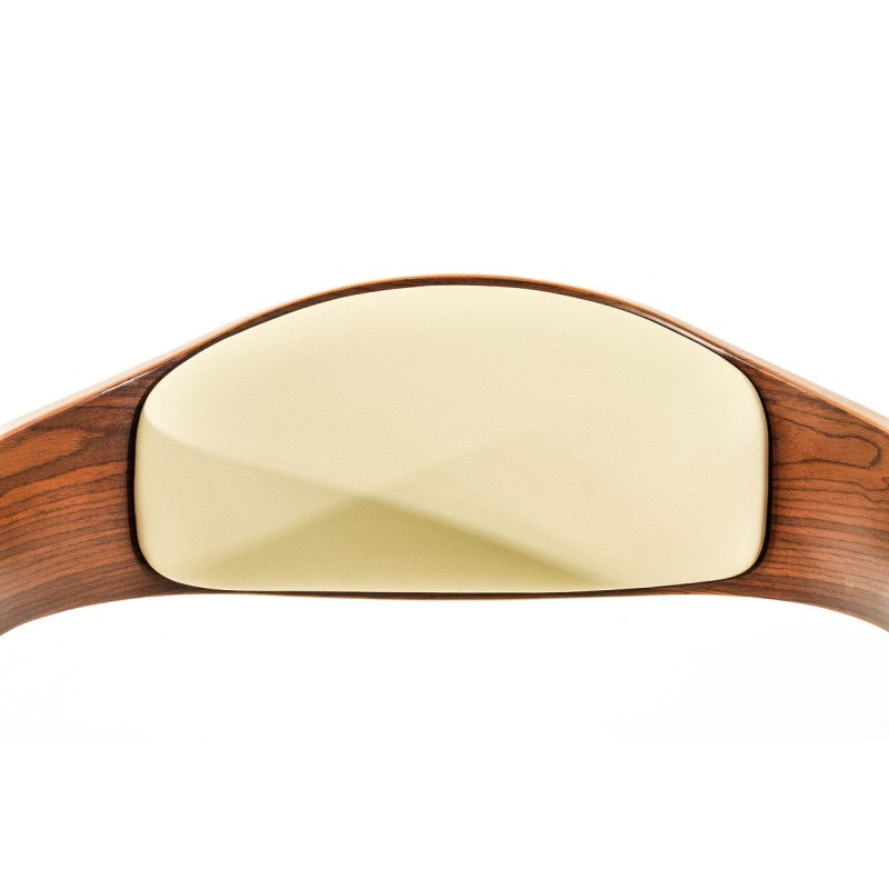 Juego de 2 taburetes de bar Kingston C en piel sintética color nogal/crema