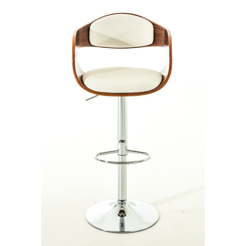 Juego de 2 taburetes de bar Kingston C en nogal/piel sintética blanca