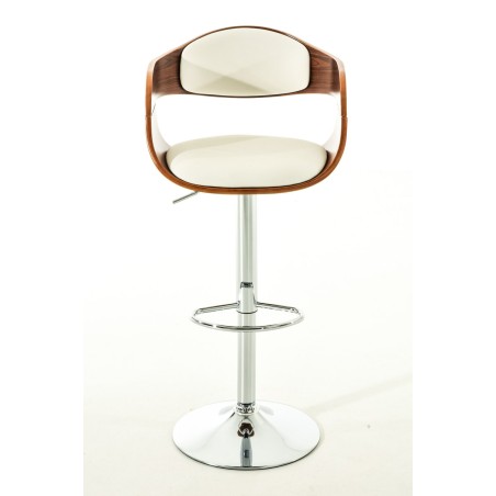 Juego de 2 taburetes de bar Kingston C en nogal/piel sintética blanca