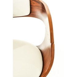 Juego de 2 taburetes de bar Kingston C en nogal/piel sintética blanca