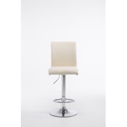 Juego de 2 taburetes de bar Cologne en piel sintética cromada color crema