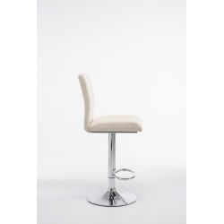 Juego de 2 taburetes de bar Cologne en piel sintética cromada color crema