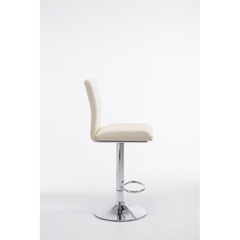 Juego de 2 taburetes de bar Cologne en piel sintética cromada color crema