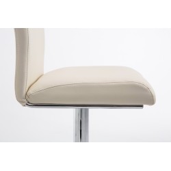 Juego de 2 taburetes de bar Cologne en piel sintética cromada color crema