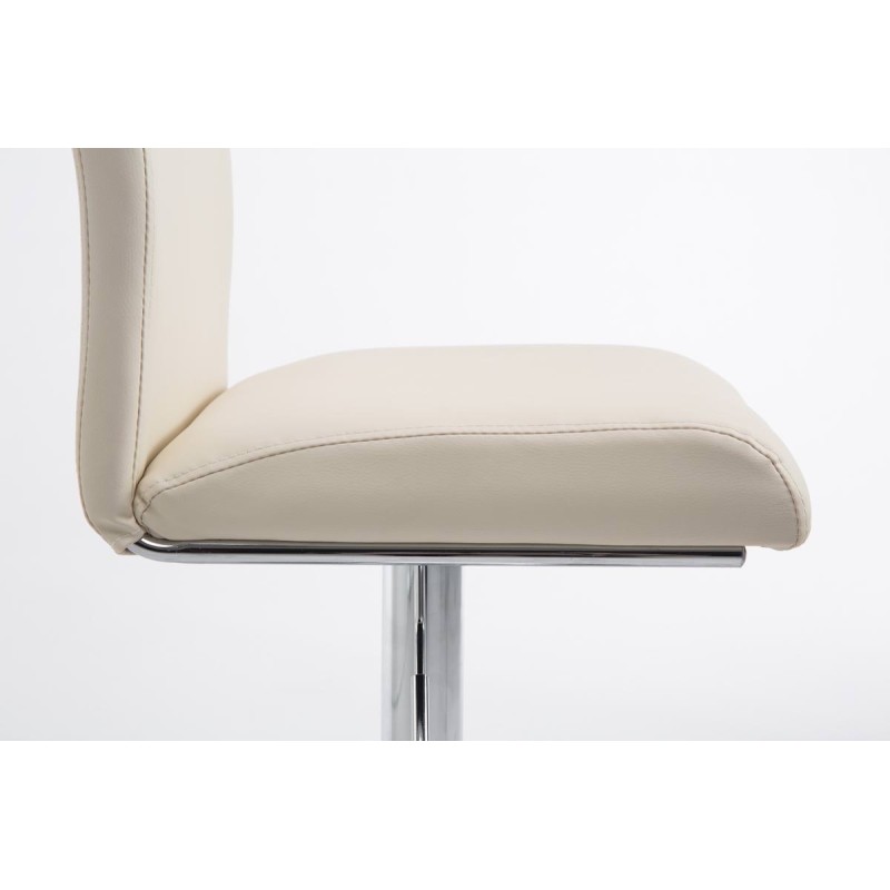Juego de 2 taburetes de bar Cologne en piel sintética cromada color crema