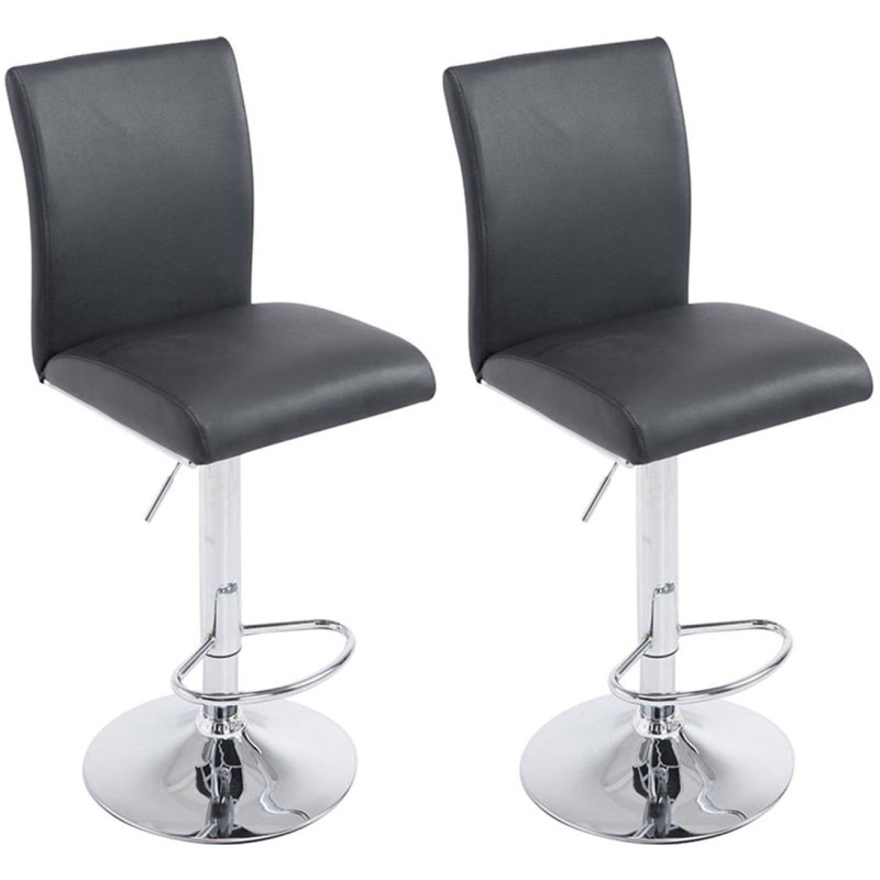 Juego de 2 taburetes de bar Cologne en piel sintética cromada negra