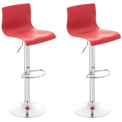 Juego de 2 taburetes de bar Hoover en plástico cromado rojo