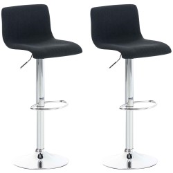 Juego de 2 taburetes de bar Hoover en tela cromada negra