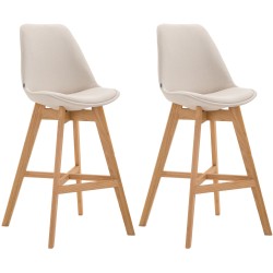 Juego de 2 taburetes de bar Cannes en tejido natura color crema