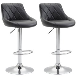 Juego de 2 taburetes de bar Lazio de piel sintética C negro