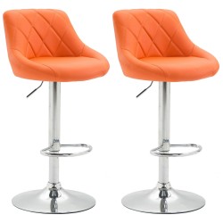 Juego de 2 taburetes de bar Lazio en piel sintética naranja C